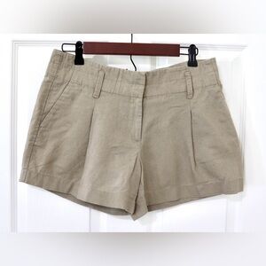 Ann Taylor Tailored Pleat-Front linen Shorts tan, 90s, preppy, country club